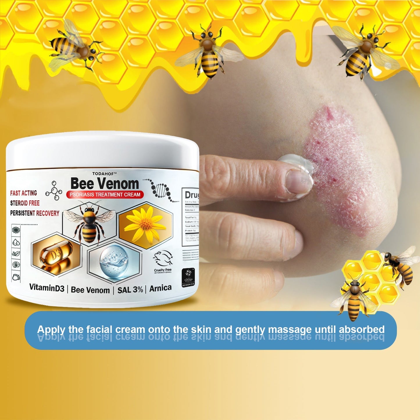 TODAHOF™🥑 Bee Venom Psoriasis Multi-Symptom Treatment Cream (👨‍⚕NPF RECOMMENDS)