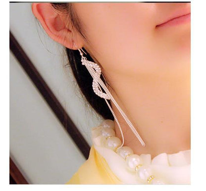 2024 New Gold Color Long Crystal Tassel Dangle Earrings for Women Wedding Drop Earring Fashion Jewelry Gifts