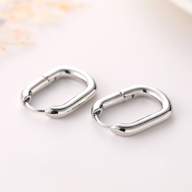 Statement Minimalist Gold Silver Color Mixed Solid Heart Pendant Hoop Earrings Street Style Korean Fashion Jewelry