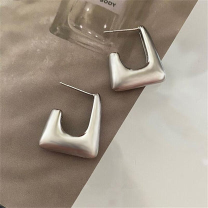 Retro Minimalist Square Earrings Irregular Stud Earrings New Exaggerated Cold Wind Fashion Earring for Women Opening Accessories